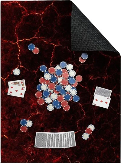 Grand tapis de jeu en néoprène imperméable 31 x 55 pouces, housse de table de jeu de société portable, tapis multi-usage pour mahjong, poker, jeux de cartes, jeux de tuiles, dominos et RPG de table, rouge volcanique